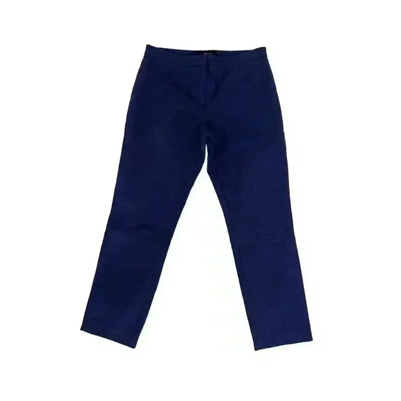 Theory Classic Skinny Pant Crop Trousers Blue 0 Pleated Dress Pants Stretch Zip - Picture 1 of 5